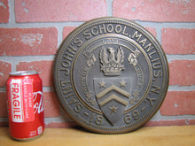 Load image into Gallery viewer, SAINT JOHN'S SCHOOL MANLIUS NY 1869 Antique Embossed Plaque Sign LOVE HONOR DUTY