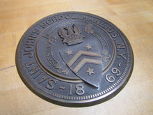 Load image into Gallery viewer, SAINT JOHN'S SCHOOL MANLIUS NY 1869 Antique Embossed Plaque Sign LOVE HONOR DUTY