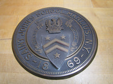 Load image into Gallery viewer, SAINT JOHN'S SCHOOL MANLIUS NY 1869 Antique Embossed Plaque Sign LOVE HONOR DUTY