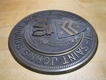Load image into Gallery viewer, SAINT JOHN'S SCHOOL MANLIUS NY 1869 Antique Embossed Plaque Sign LOVE HONOR DUTY