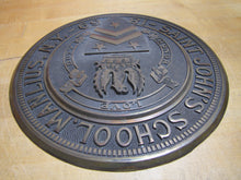 Load image into Gallery viewer, SAINT JOHN'S SCHOOL MANLIUS NY 1869 Antique Embossed Plaque Sign LOVE HONOR DUTY