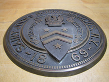Load image into Gallery viewer, SAINT JOHN'S SCHOOL MANLIUS NY 1869 Antique Embossed Plaque Sign LOVE HONOR DUTY