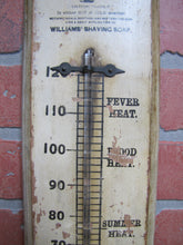 Load image into Gallery viewer, WILLIAMS SHAVING SOAP Antique Advertising Wooden Thermometer Sign Glastonbury Ct