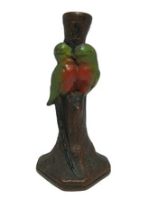 Load image into Gallery viewer, MARION BRONZE LOVEBIRDS Antique Candlestick Bronze-Clad Birds Candle Holder USA