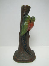 Load image into Gallery viewer, MARION BRONZE LOVEBIRDS Antique Candlestick Bronze-Clad Birds Candle Holder USA