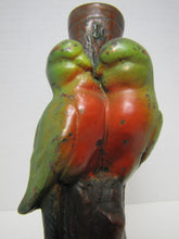 Load image into Gallery viewer, MARION BRONZE LOVEBIRDS Antique Candlestick Bronze-Clad Birds Candle Holder USA