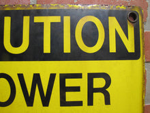 Load image into Gallery viewer, CAUTION LOWER ANTENNA Original Old Porcelain Sign Shop Car Wash Industrial RR Subway Safety Ad