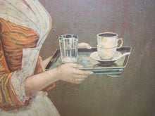 Load image into Gallery viewer, LA BELLE CHOCOLATIERE WALTER BAKER & Co Antique Tin Self Framed Advertising Sign CHOCOLATE