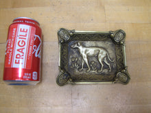 Load image into Gallery viewer, GREYHOUND Antique Brass Ashtray Tray Ornate Fine Detailing Flowers Floral Landscape Scrollwork