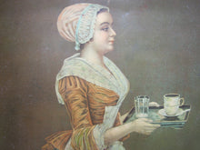 Load image into Gallery viewer, LA BELLE CHOCOLATIERE WALTER BAKER & Co Antique Tin Self Framed Advertising Sign CHOCOLATE