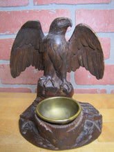 Load image into Gallery viewer, SPREAD WINGED EAGLE on STUMP Antique Hand Carved Wooden Decorative Arts Tray Ornate Old Folk Art Bird