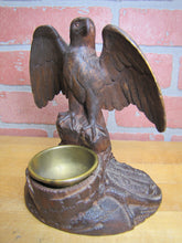 Load image into Gallery viewer, SPREAD WINGED EAGLE on STUMP Antique Hand Carved Wooden Decorative Arts Tray Ornate Old Folk Art Bird