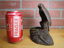 Load image into Gallery viewer, SPREAD WINGED EAGLE on STUMP Antique Hand Carved Wooden Decorative Arts Tray Ornate Old Folk Art Bird