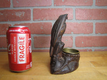Load image into Gallery viewer, SPREAD WINGED EAGLE on STUMP Antique Hand Carved Wooden Decorative Arts Tray Ornate Old Folk Art Bird