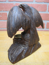 Load image into Gallery viewer, SPREAD WINGED EAGLE on STUMP Antique Hand Carved Wooden Decorative Arts Tray Ornate Old Folk Art Bird