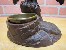 Load image into Gallery viewer, SPREAD WINGED EAGLE on STUMP Antique Hand Carved Wooden Decorative Arts Tray Ornate Old Folk Art Bird