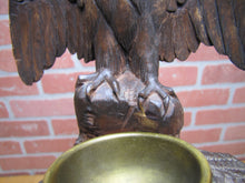 Load image into Gallery viewer, SPREAD WINGED EAGLE on STUMP Antique Hand Carved Wooden Decorative Arts Tray Ornate Old Folk Art Bird