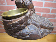 Load image into Gallery viewer, SPREAD WINGED EAGLE on STUMP Antique Hand Carved Wooden Decorative Arts Tray Ornate Old Folk Art Bird