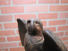 Load image into Gallery viewer, SPREAD WINGED EAGLE on STUMP Antique Hand Carved Wooden Decorative Arts Tray Ornate Old Folk Art Bird
