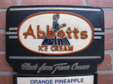 Load image into Gallery viewer, ABBOTTS ICE CREAM Orig Old Menuboard Country Store Advertising Sign Red White & Blue Americana