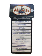 Load image into Gallery viewer, ABBOTTS ICE CREAM Orig Old Menuboard Country Store Advertising Sign Red White & Blue Americana