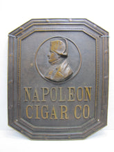 Load image into Gallery viewer, NAPOLEON CIGAR CO Antique Bronze Cigar Store Display Advertising Sign Plaque PRICE BROS CHICAGO