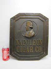Load image into Gallery viewer, NAPOLEON CIGAR CO Antique Bronze Cigar Store Display Advertising Sign Plaque PRICE BROS CHICAGO