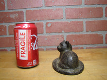 Load image into Gallery viewer, CAT LYING ON RUG Antique Cast Iron Kitty Kat Doorstop Decorative Art Statue Old Painted Surface