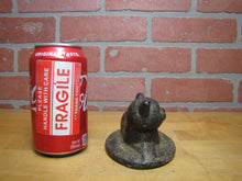Load image into Gallery viewer, CAT LYING ON RUG Antique Cast Iron Kitty Kat Doorstop Decorative Art Statue Old Painted Surface
