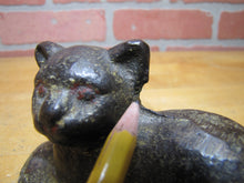 Load image into Gallery viewer, CAT LYING ON RUG Antique Cast Iron Kitty Kat Doorstop Decorative Art Statue Old Painted Surface