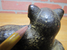 Load image into Gallery viewer, CAT LYING ON RUG Antique Cast Iron Kitty Kat Doorstop Decorative Art Statue Old Painted Surface