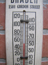 Load image into Gallery viewer, JEDDO HIGHLAND COAL Orig Old Wooden Advertising Thermometer Sign FLAMES Robert E Brader 1501 Gordon Street