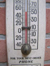 Load image into Gallery viewer, JEDDO HIGHLAND COAL Orig Old Wooden Advertising Thermometer Sign FLAMES Robert E Brader 1501 Gordon Street