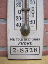 Load image into Gallery viewer, JEDDO HIGHLAND COAL Orig Old Wooden Advertising Thermometer Sign FLAMES Robert E Brader 1501 Gordon Street