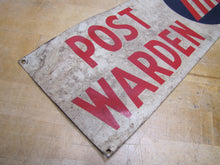 Load image into Gallery viewer, POST WARDEN SECTOR 32 POST 2 Old WW2 Civil Defense CD Cold War Advertising Sign