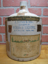 Load image into Gallery viewer, ULMAN & SONS DEALERS IN WINES & LIQUORS BALTO MD Antique Stoneware Jug Folk Art Distillery Merchant
