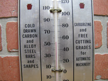 Load image into Gallery viewer, KEYSTONE DRAWN STEEL Co SPRING CITY Pa Old Ad Thermometer Sign GRAMMES Allentown