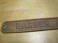 Load image into Gallery viewer, BARBER SHOP Old Embossed Store Display Advertising Sign Bronze Brass Patina