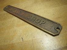Load image into Gallery viewer, BARBER SHOP Old Embossed Store Display Advertising Sign Bronze Brass Patina