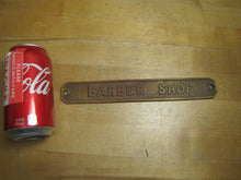 Load image into Gallery viewer, BARBER SHOP Old Embossed Store Display Advertising Sign Bronze Brass Patina
