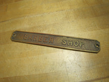 Load image into Gallery viewer, BARBER SHOP Old Embossed Store Display Advertising Sign Bronze Brass Patina
