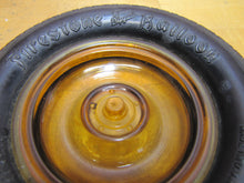 Load image into Gallery viewer, FIRESTONE BALLOON TIRE Old Advertising Ashtray Tray Sign AMBER Glass HUBCAP