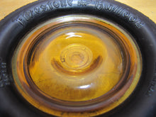 Load image into Gallery viewer, FIRESTONE BALLOON TIRE Old Advertising Ashtray Tray Sign AMBER Glass HUBCAP