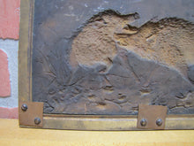 Load image into Gallery viewer, Antique Boars Fighting Copper Repousse High Relief Plaque Bronze Frame Ornate