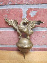 Load image into Gallery viewer, Eagle Antique Finial Topper Crowned Spread Winged Ball Sphere Brass Bronze Bird