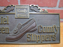 Load image into Gallery viewer, DANIEL GREEN COMFY SLIPPERS Old Store Display Advertising Sign HIGHTON BRONZE NY