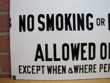 Load image into Gallery viewer, CAUTION NO SMOKING OR NAKED LIGHTS ALLOWED ON THIS SHIP EXCEPT PERMITTED BY MASTER Orig Old Porcelain Sign
