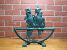 Load image into Gallery viewer, Pair of Parrots FIAT Old Cast Iron Figural Birds Perched Doorstop 1920s Radio Speaker Decorative Arts Statue