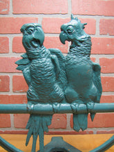 Load image into Gallery viewer, Pair of Parrots FIAT Old Cast Iron Figural Birds Perched Doorstop 1920s Radio Speaker Decorative Arts Statue