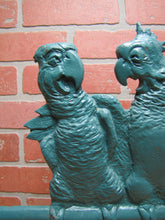 Load image into Gallery viewer, Pair of Parrots FIAT Old Cast Iron Figural Birds Perched Doorstop 1920s Radio Speaker Decorative Arts Statue